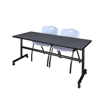 Kobe Rectangle FlipTop Table, 72" W, 29" H, Laminate Top, Gray MKFT7230GY47GY